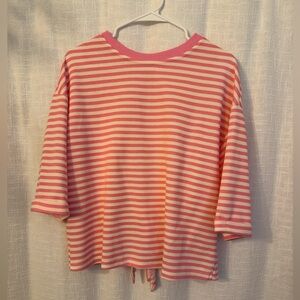 Striped Pink & White Short Sleeve Women's Tee